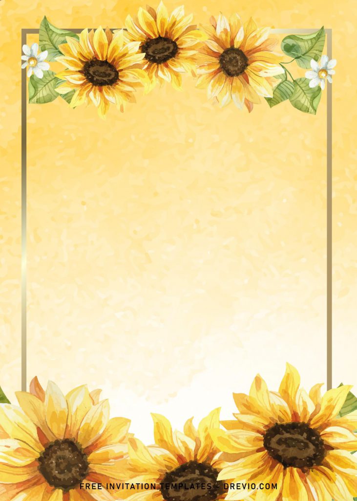 8 Stunning Watercolor Sunflower Wedding Invitation Templates