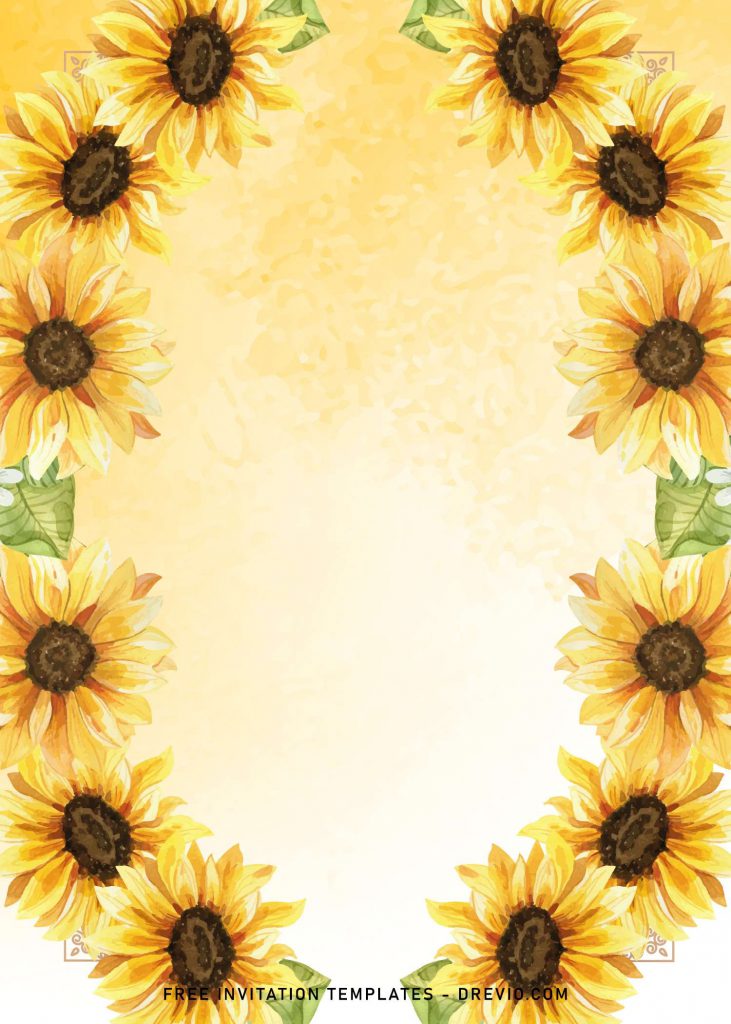 8 Sunflower Border Wedding Invitation Templates