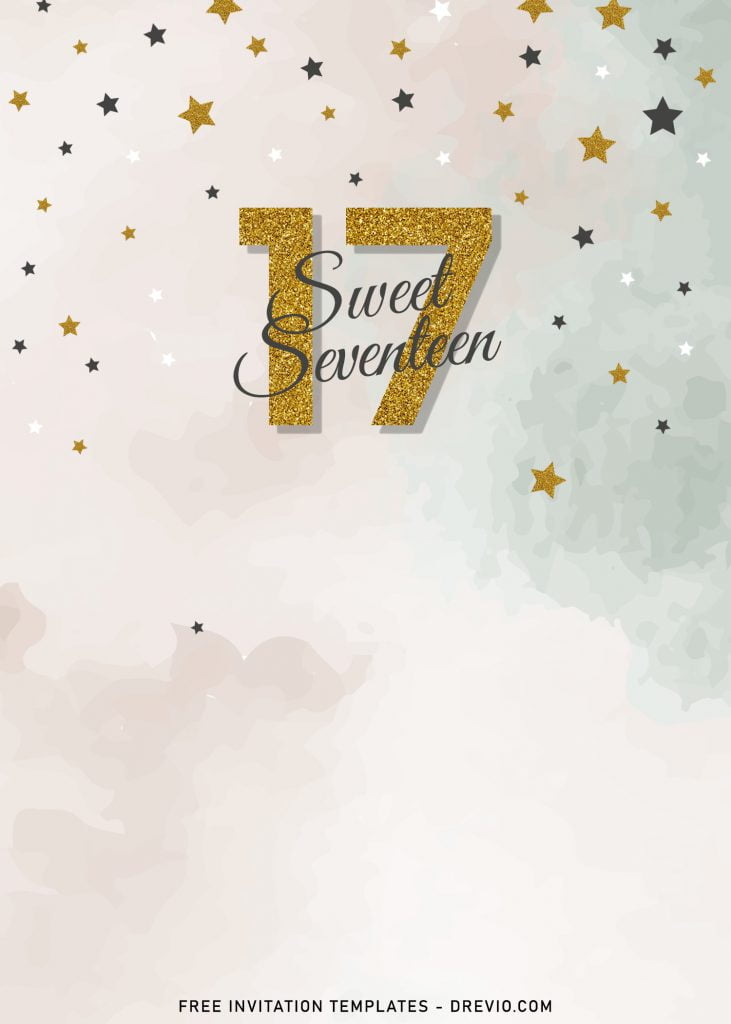7 Stunning Stars Sweet Seventeen Birthday Invitation Templates