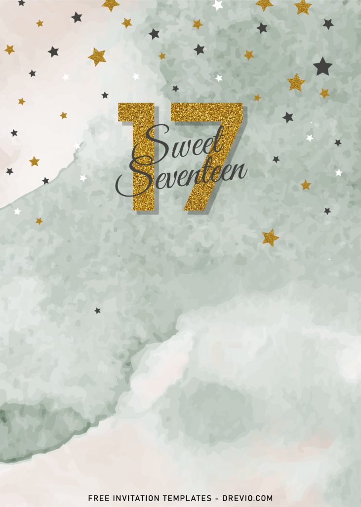 7 Watercolor Sweet Seventeen Birthday Invitation Templates