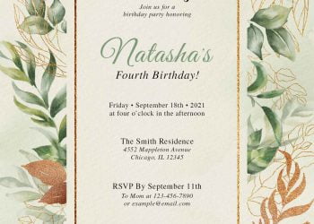 9+ Greenery Gold Leaves Birthday Invitation Templates
