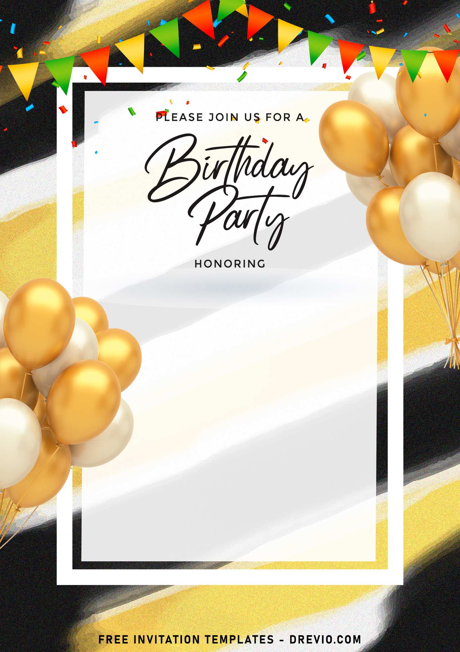 11+ Elegant Gold Birthday Invitation Templates, image size:1482x2100