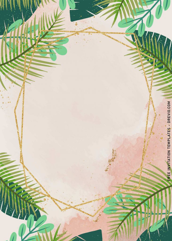 8 Aesthetic Watercolor Greenery leaves And Pampas Grass Birthday Invitation Template 1