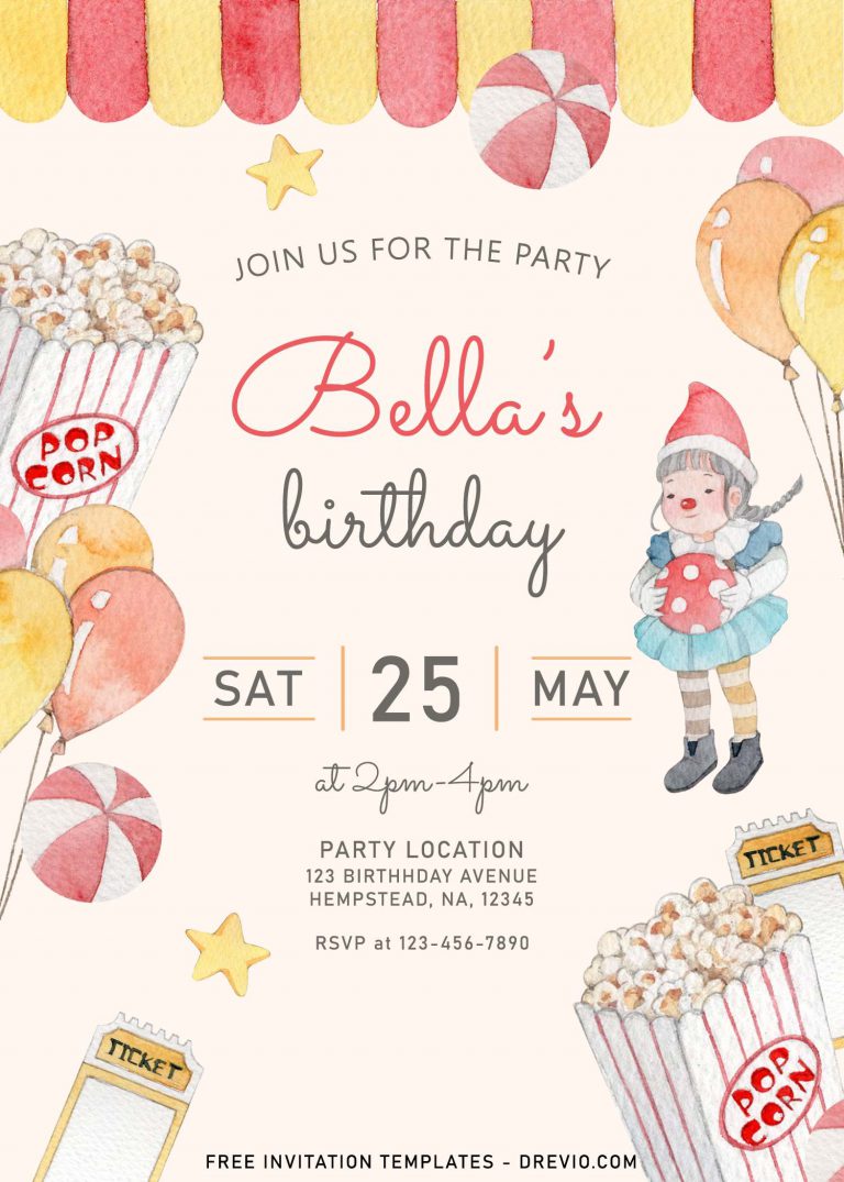 8+ Cute Amusement Park Themed Kids Birthday Invitation Templates