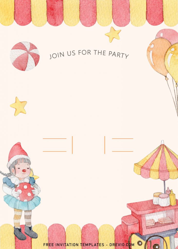 8+ Cute Amusement Park Themed Kids Birthday Invitation Templates and has colorful border