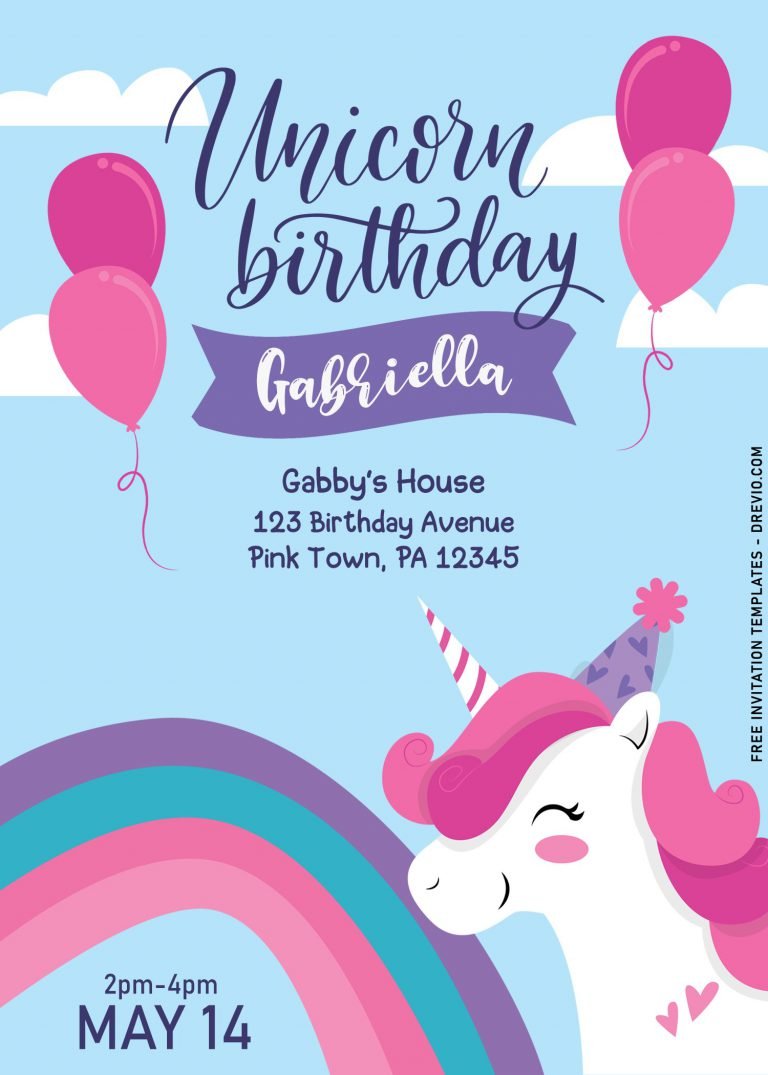 9+ Cute Unicorn First Birthday Invitation Templates