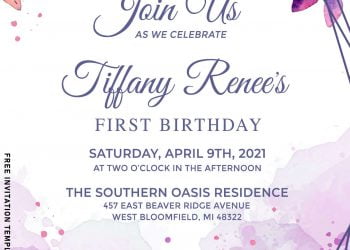 10+ Beautiful Purple Floral And Leaves Birthday Invitation Templates