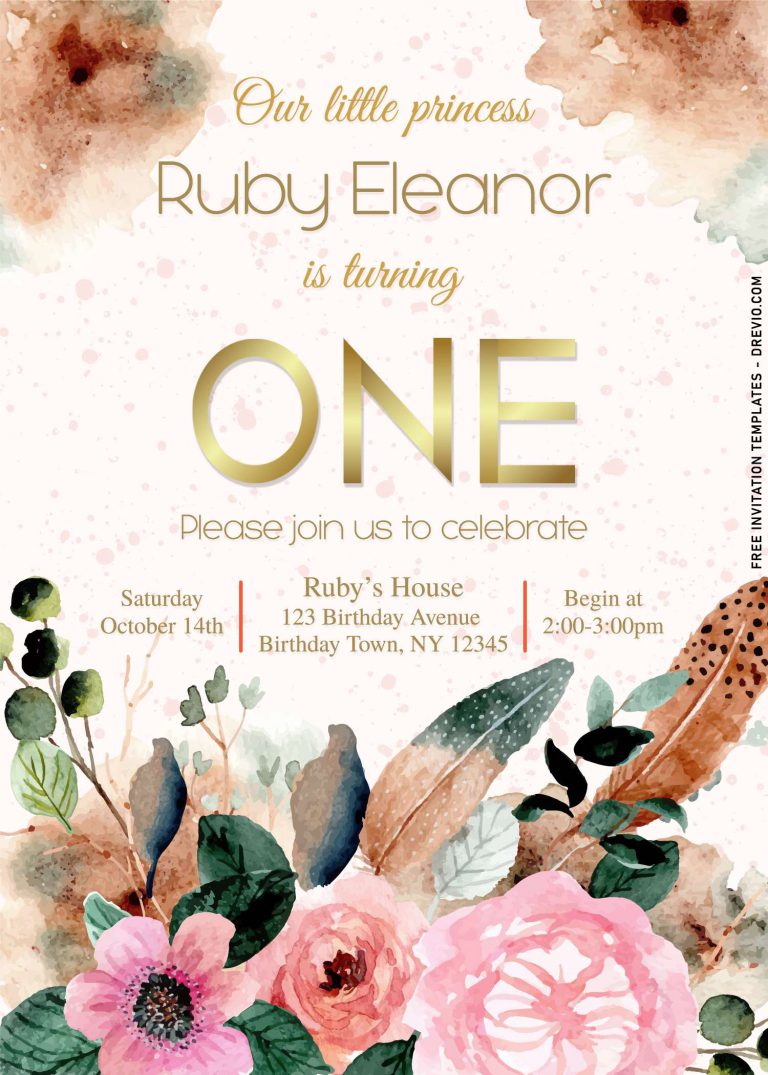 7+ Beautiful Rustic Watercolor Flowers Birthday Invitation Templates