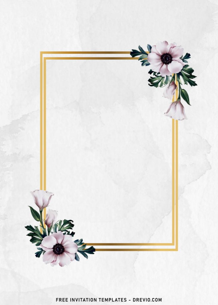 8 Beautiful Rustic Floral Gold Wedding Invitation Templates