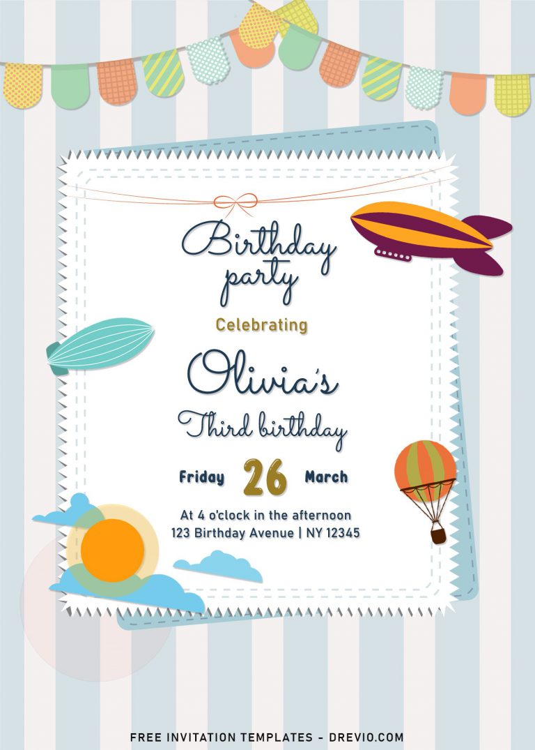9+ Watercolor Hot Air Balloons Birthday Invitation Templates