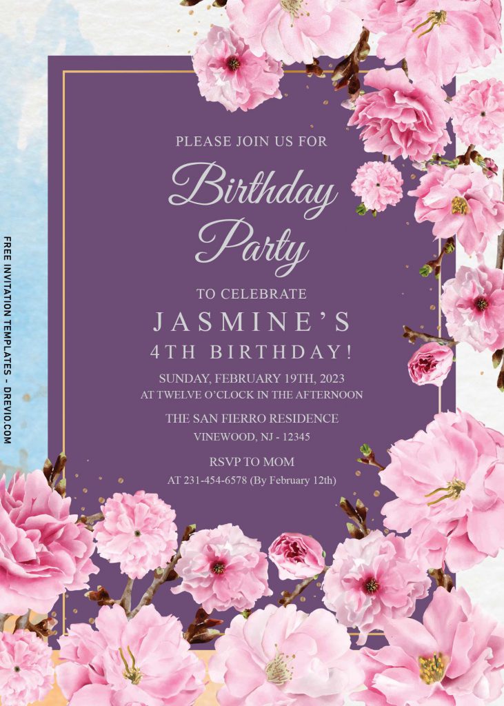 11+ Gorgeous Cherry Blossom Birthday Invitation Templates