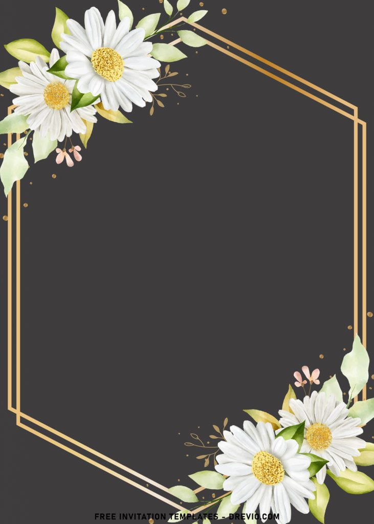 7+ Autumn Chrysanthemum Birthday Invitation Templates with hexagon shaped text box