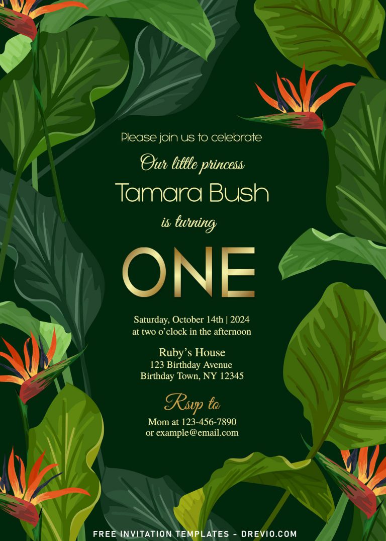 9+ Bold Greenery Monstera Leaves Birthday Invitation Templates