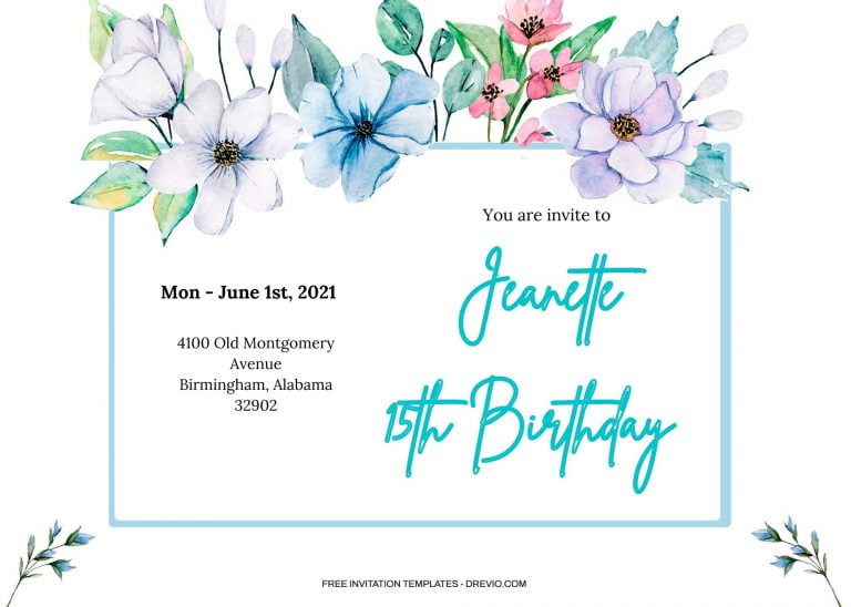 8+ Charlie Tropical Blue Floral Invitation Templates