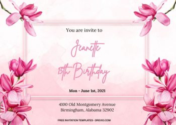 7+ Pink Magnolia Floral Birthday Invitation Templates