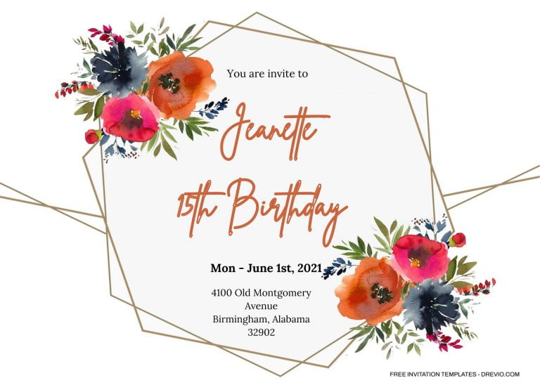 7+ Andrea Watercolor Floral For Invitation Templates