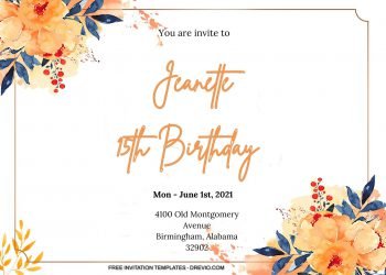 10+ Autumn Peach Roses Floral Invitation Templates
