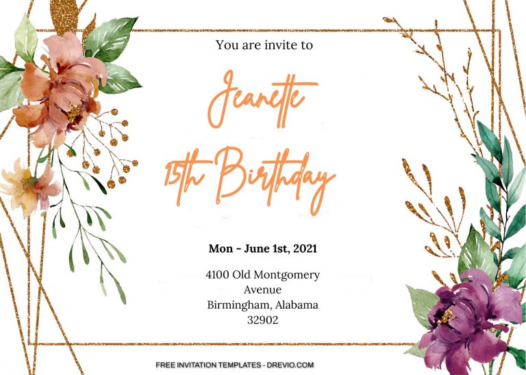 8+ Royal Garden Watercolor Floral Invitation Templates
