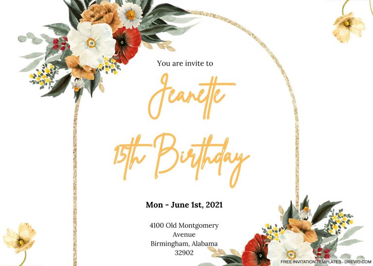 9+ Golden Winter Frame Floral For Invitation Templates