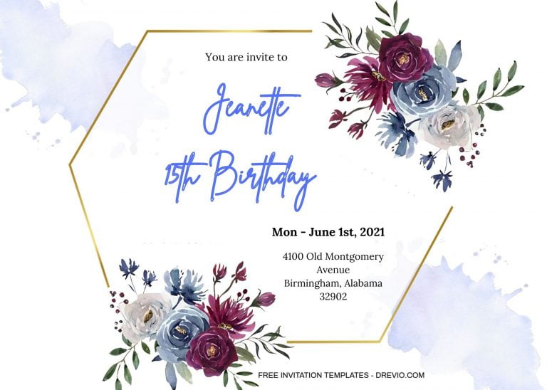 7+ Navy And Burgundy Floral Frame Invitation Templates