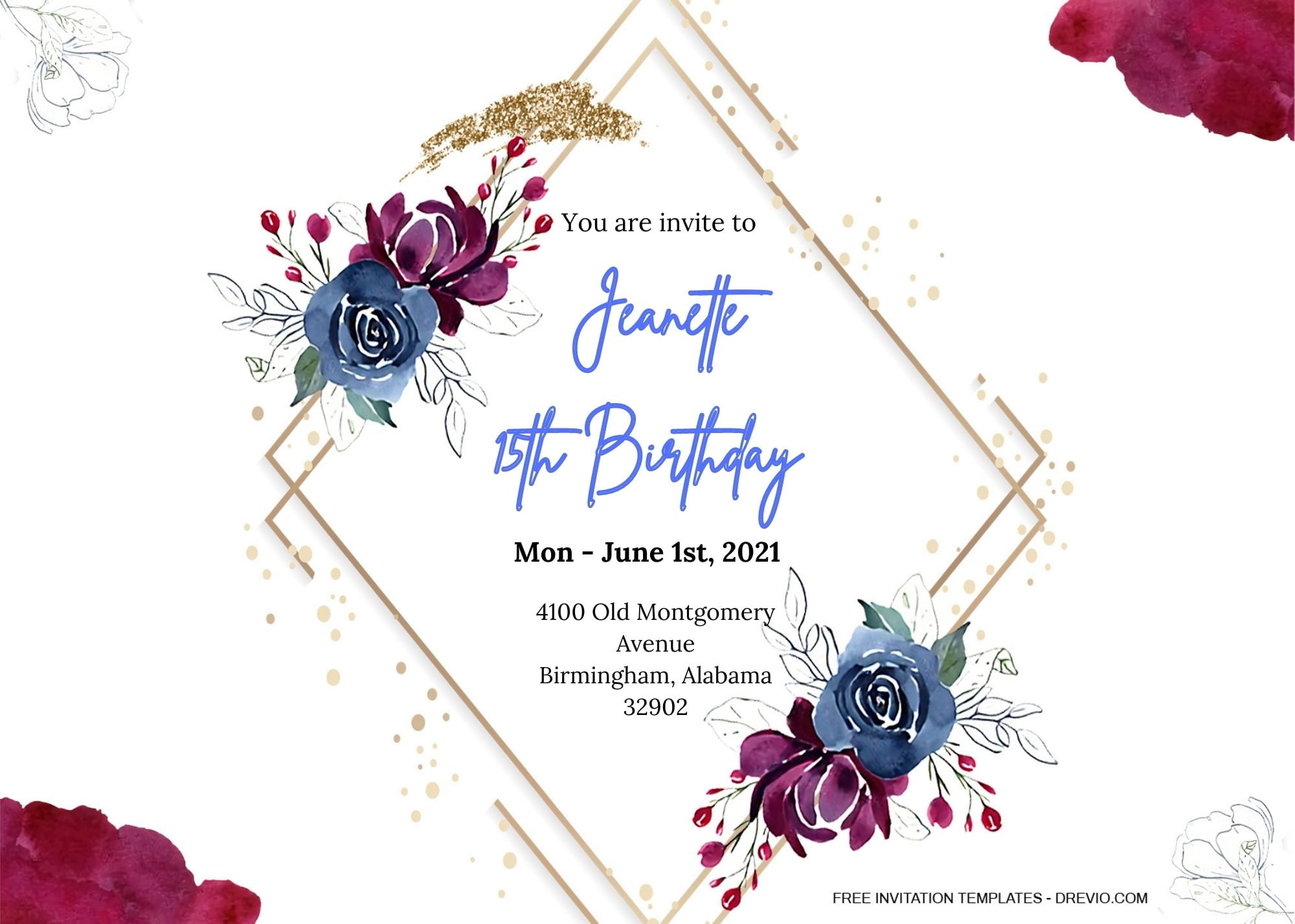 8+ Blue And Red Floral Invitation Templates