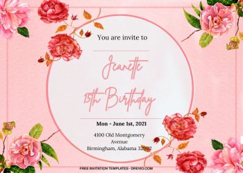 10+ Pink Romance Roses Floral Birthday Invitation Templates