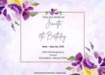 9+ Purple Splash Watercolor Floral Birthday Invitation
