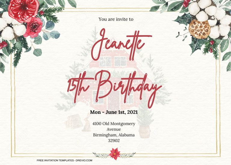 9+ Winter Holiday Floral Invitation Templates