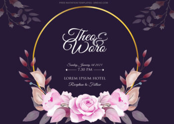7+ Golden Purple Roses Floral Invitation Template