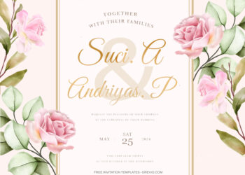 8+ Beautiful Watercolor Roses Floral Invitation Template