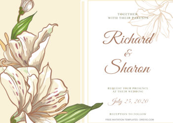 8+ Watercolor Brownish Lilies Floral Invitation Templates