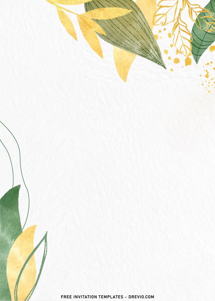 10+ Luxury Greenery Gold Birthday Invitation Templates with solid white canvas background