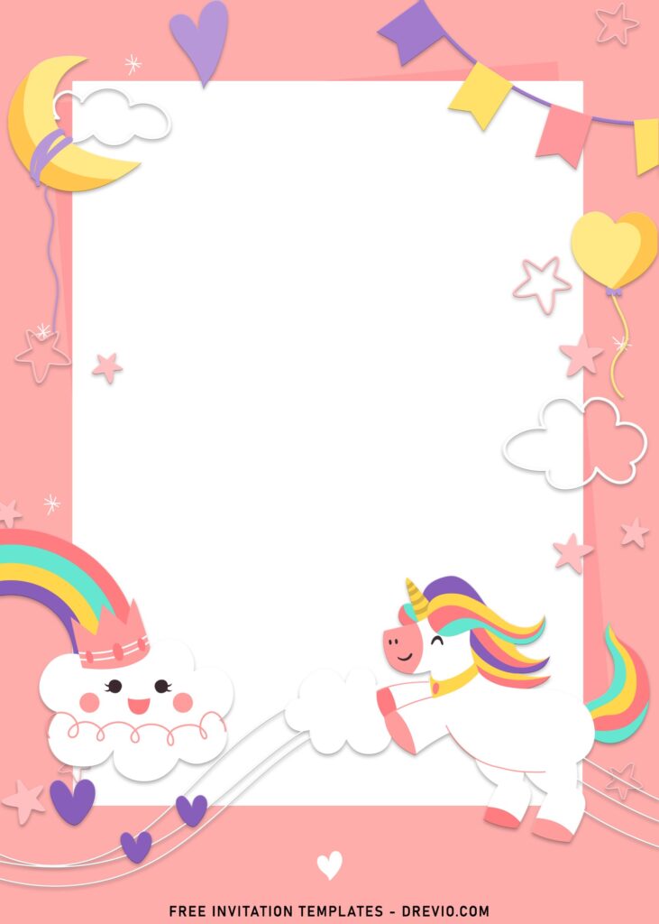 7 Colorful Magical Unicorn Birthday Invitation Templates