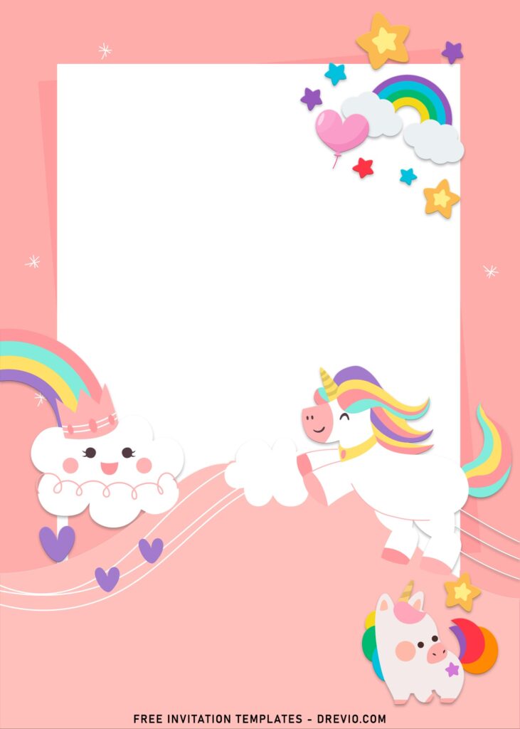 7 Magical Unicorn Rainbow Birthday Invitation Templates