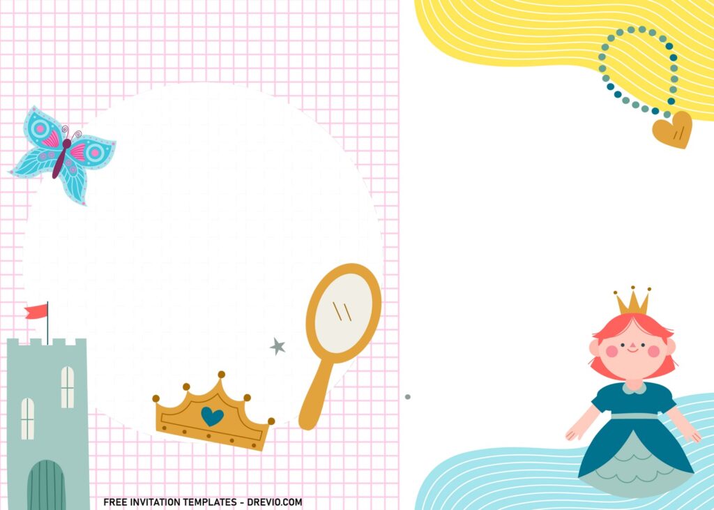 7 Princess Birthday Invitation Templates With Princess Castle And Beautiful Butterfly