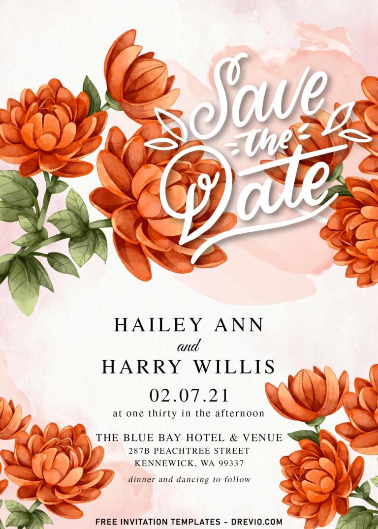 7+ Beautiful Watercolor Rose Save The Date Wedding Invitation Templates