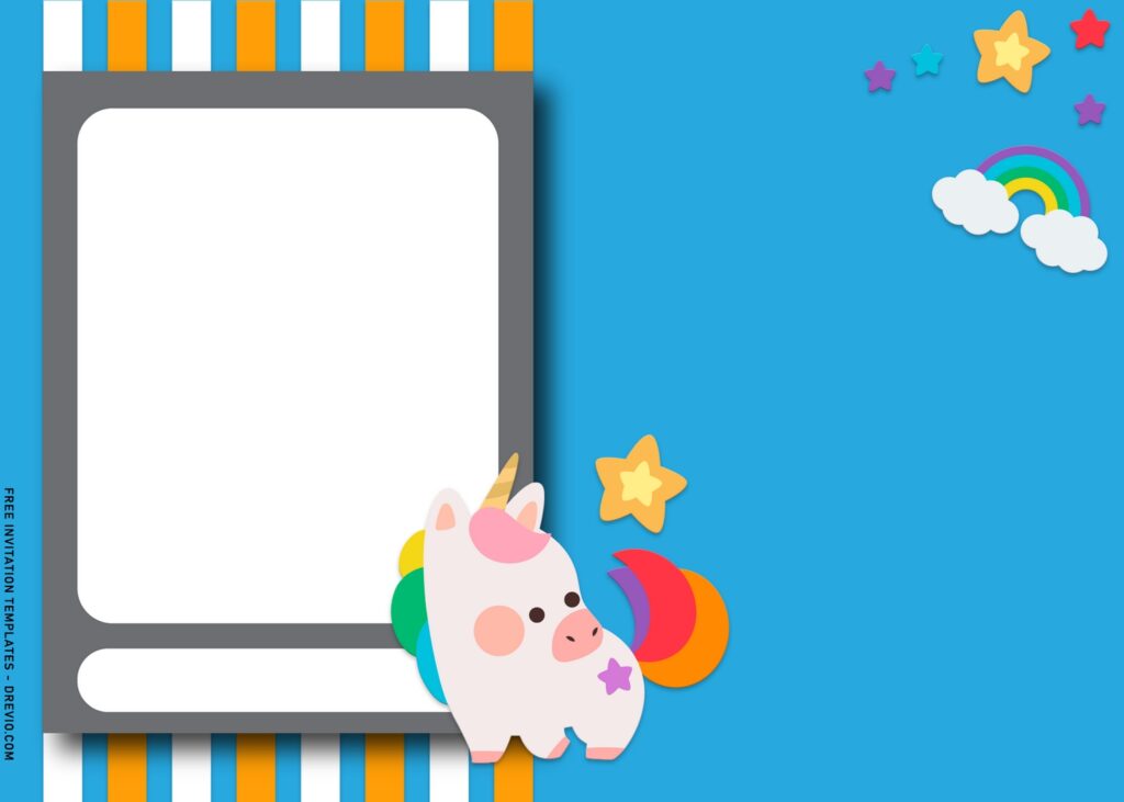8 Adorable Hand Drawn Rainbow And Unicorn Birthday Invitation Templates
