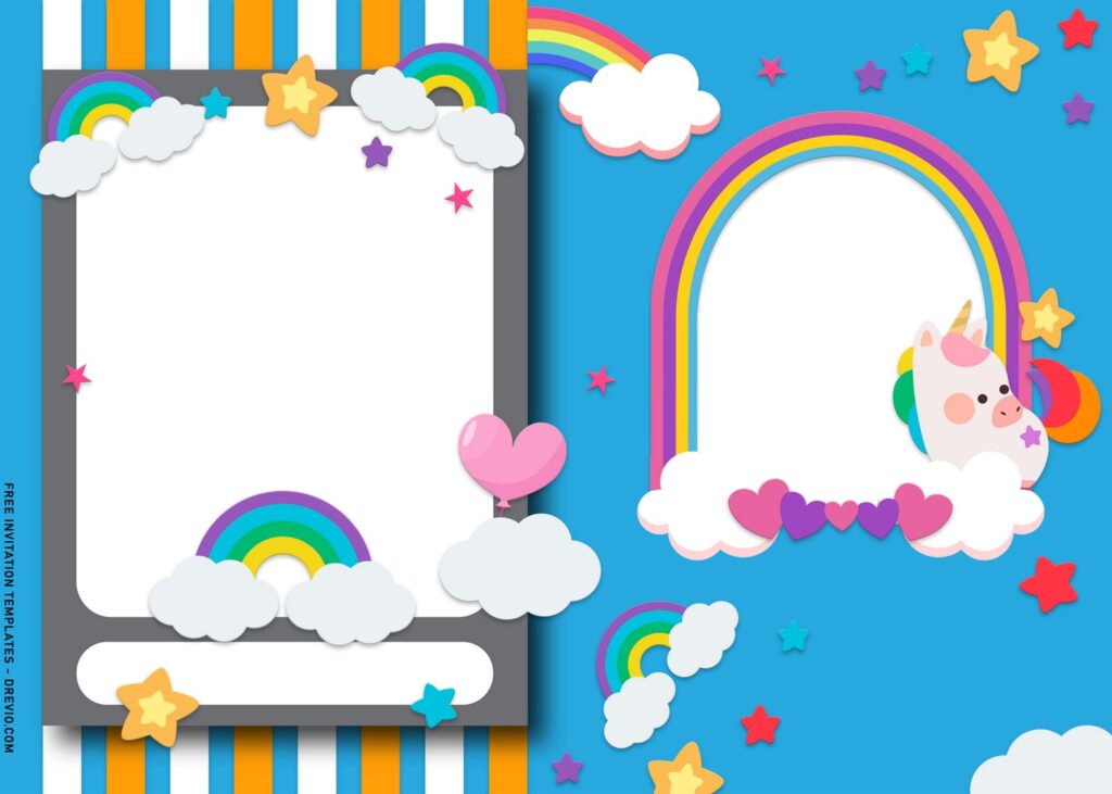 8 Adorable Rainbow And Unicorn Birthday Invitation Templates