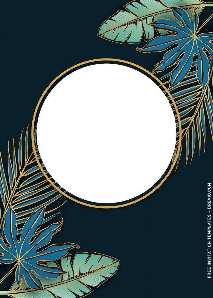 8 Hand Drawn Summer Palm And Banana Leaves Birthday Invitation Templates