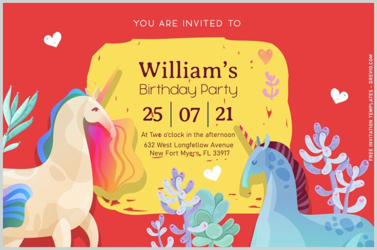 9+ Adorable Colorful Unicorn Birthday Invitation Perfect For Kids' Birthday