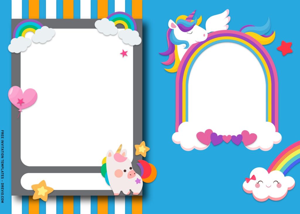 8 Rainbow And Unicorn Birthday Invitation Templates With Adorable Rainbow