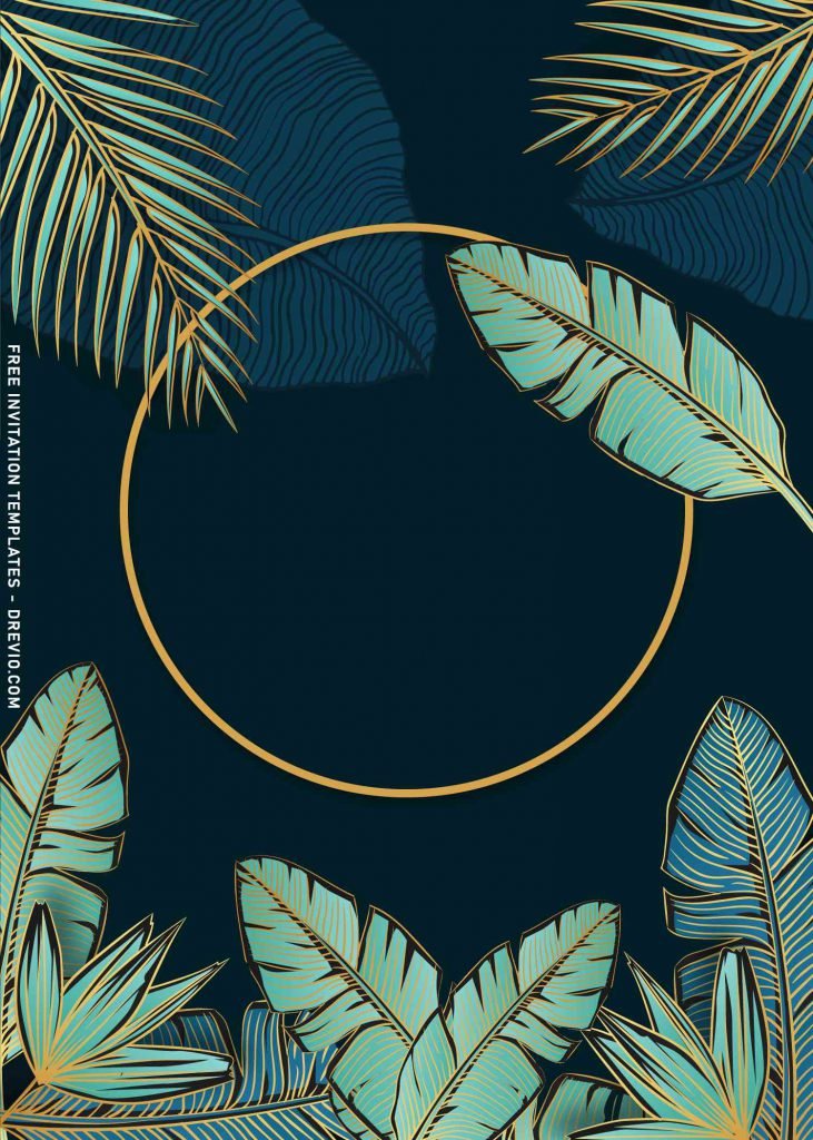 8 Summer Party Palm And Banana Leaves Birthday Invitation Templates