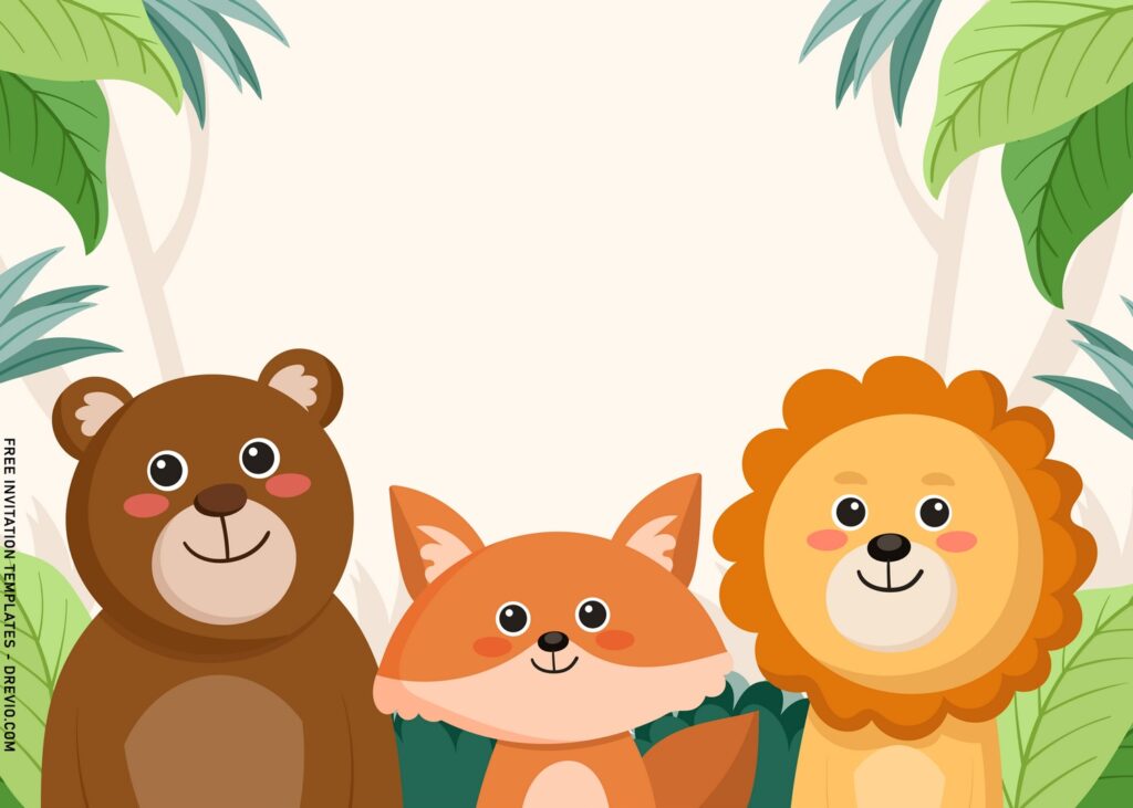 9+ Fun Jungle Birthday Party Invitation Templates with cartoon greenery background