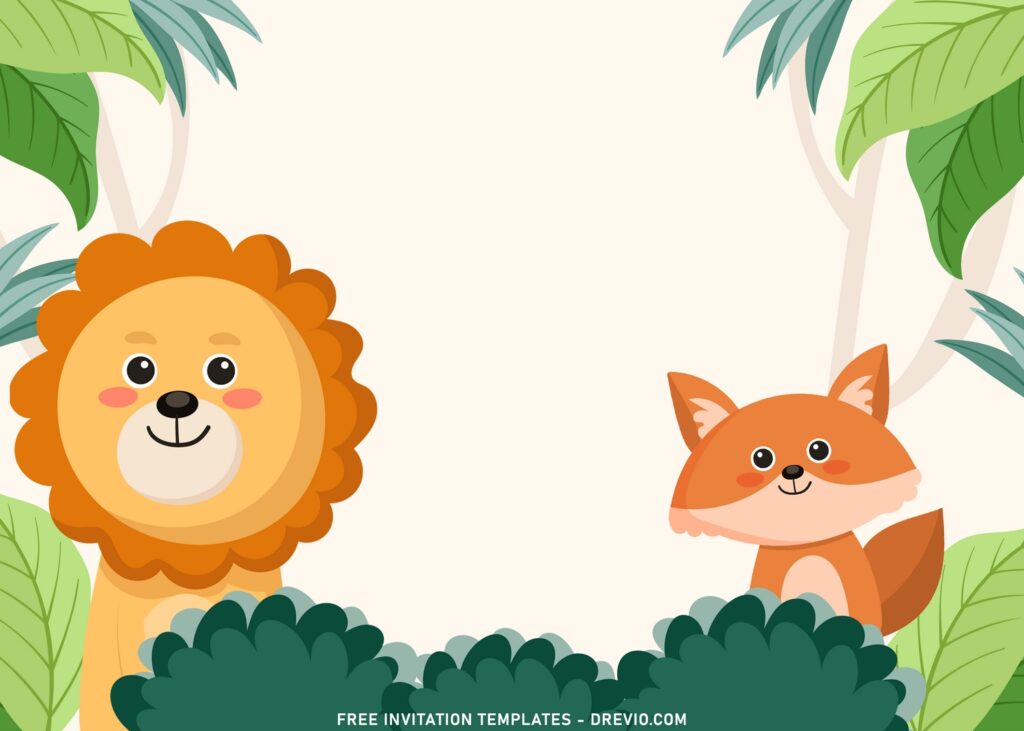 9 Jungle Wild Animals Birthday Invitation Templates