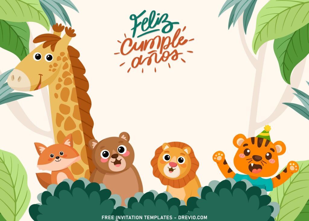 9 Safari Jungle Animals Baby Shower Invitation Templates