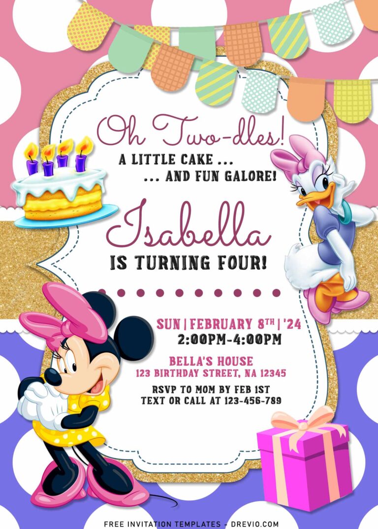 11+ Minnie Mouse And Daisy Joint Birthday Invitation Templates For Twin Girls