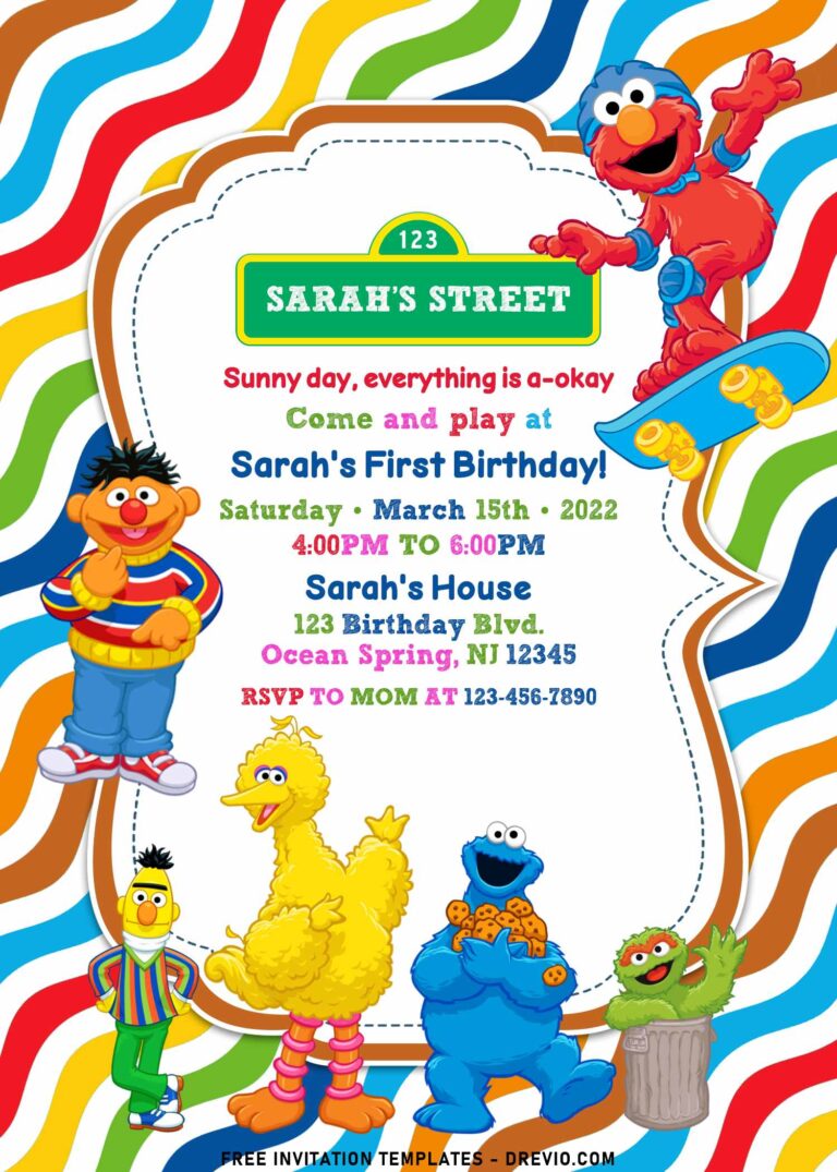 10+ Colorful Sesame Street Theme Birthday Invitation Templates For Kids