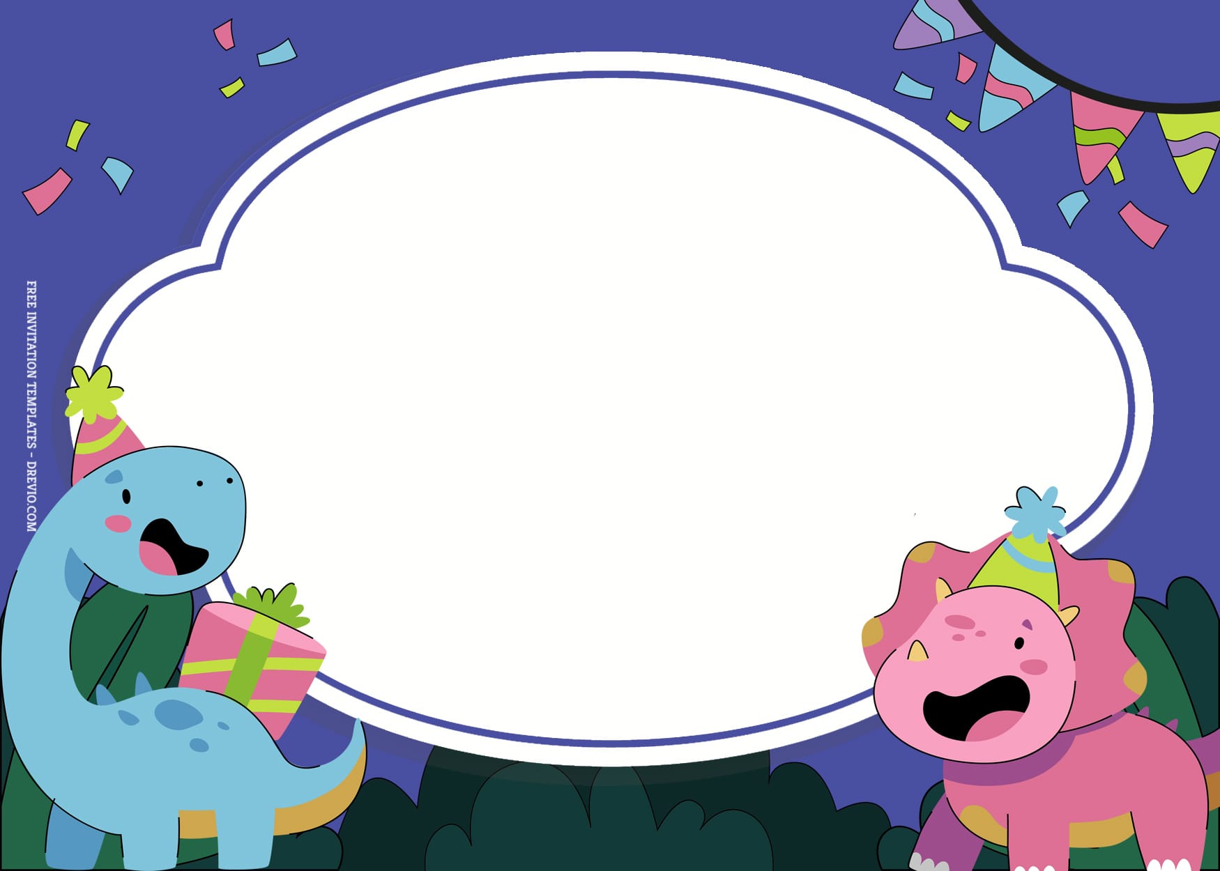7+ Adorable Dino Cartoon Birthday Invitation Templates Type Three