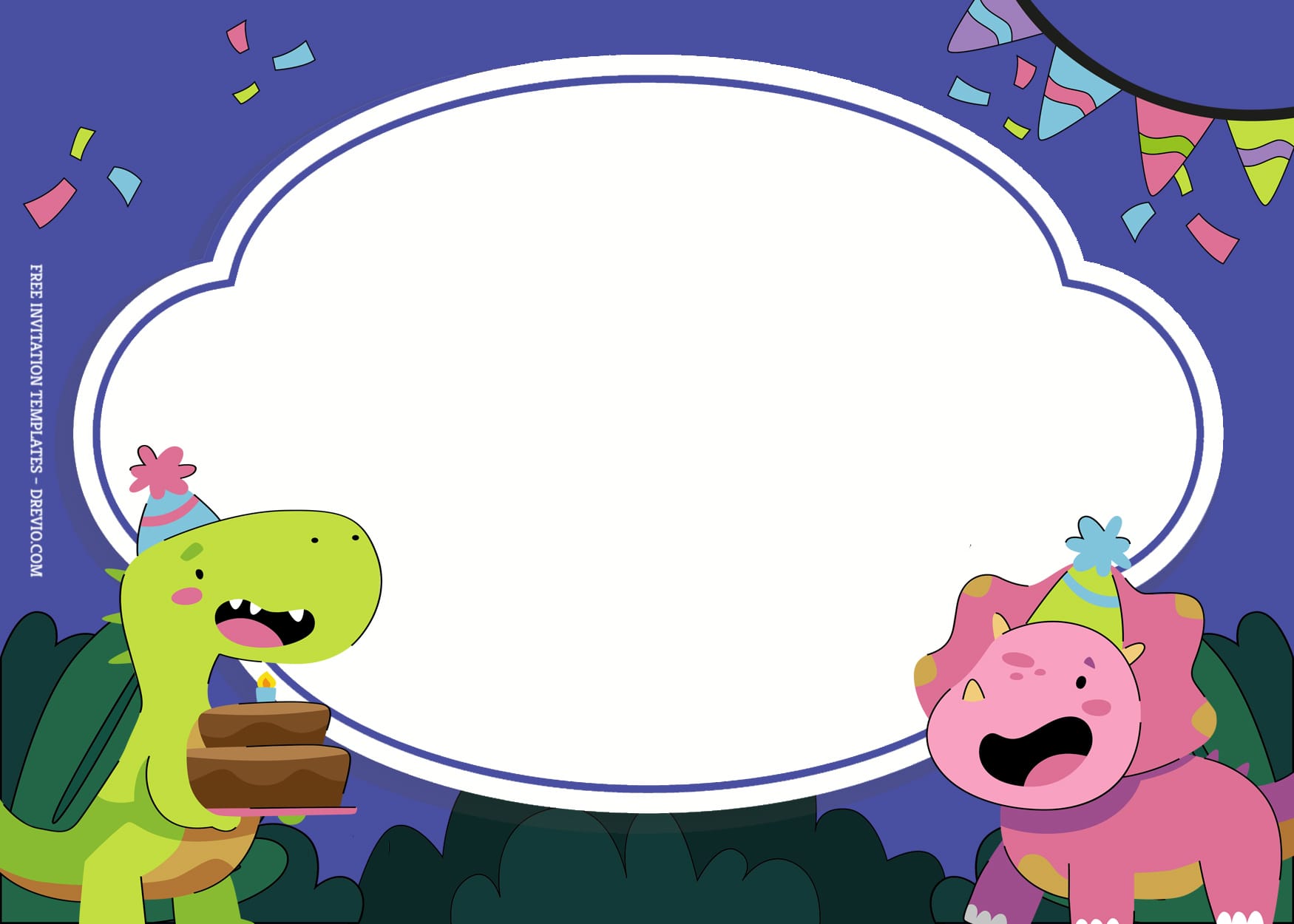 7+ Adorable Dino Cartoon Birthday Invitation Templates Type Two
