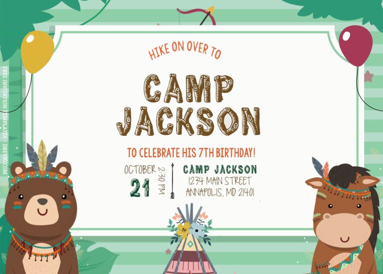 7+ Boho Forest Animals Camp Birthday Invitation Templates Title